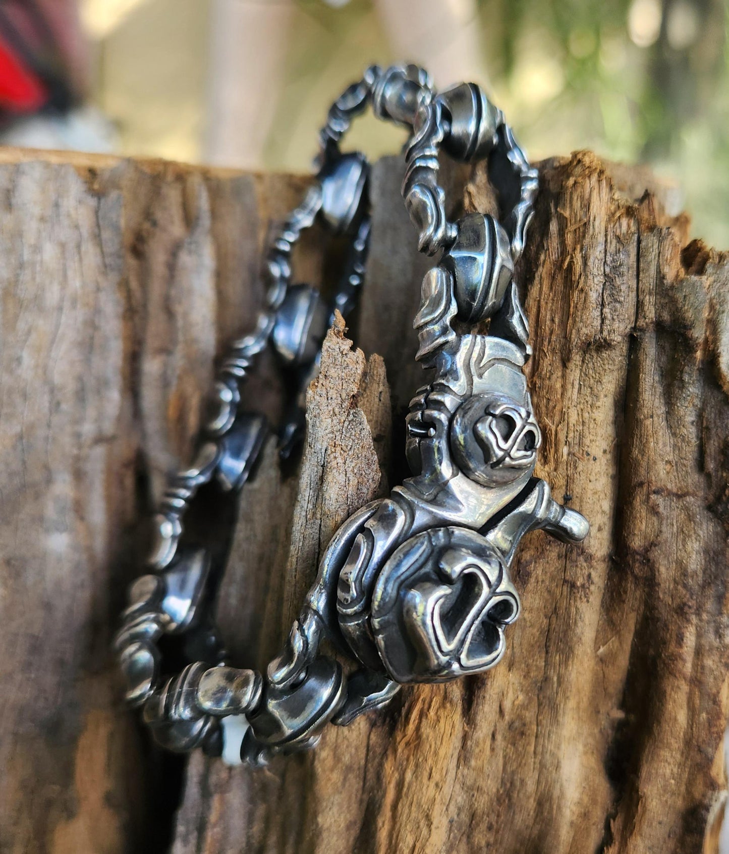 Silver heavy bracelet,sterling silver,anchor,sailor,handmade,steampunk,chunky chain,