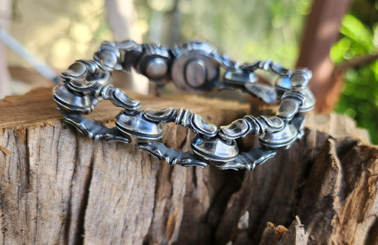 Silver heavy bracelet,sterling silver,anchor,sailor,handmade,steampunk,chunky chain,