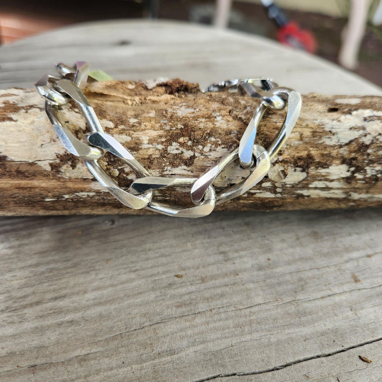 Silver diamond cut curb bracelet,sterling silver,matt finish,chunky chain,plain chain,