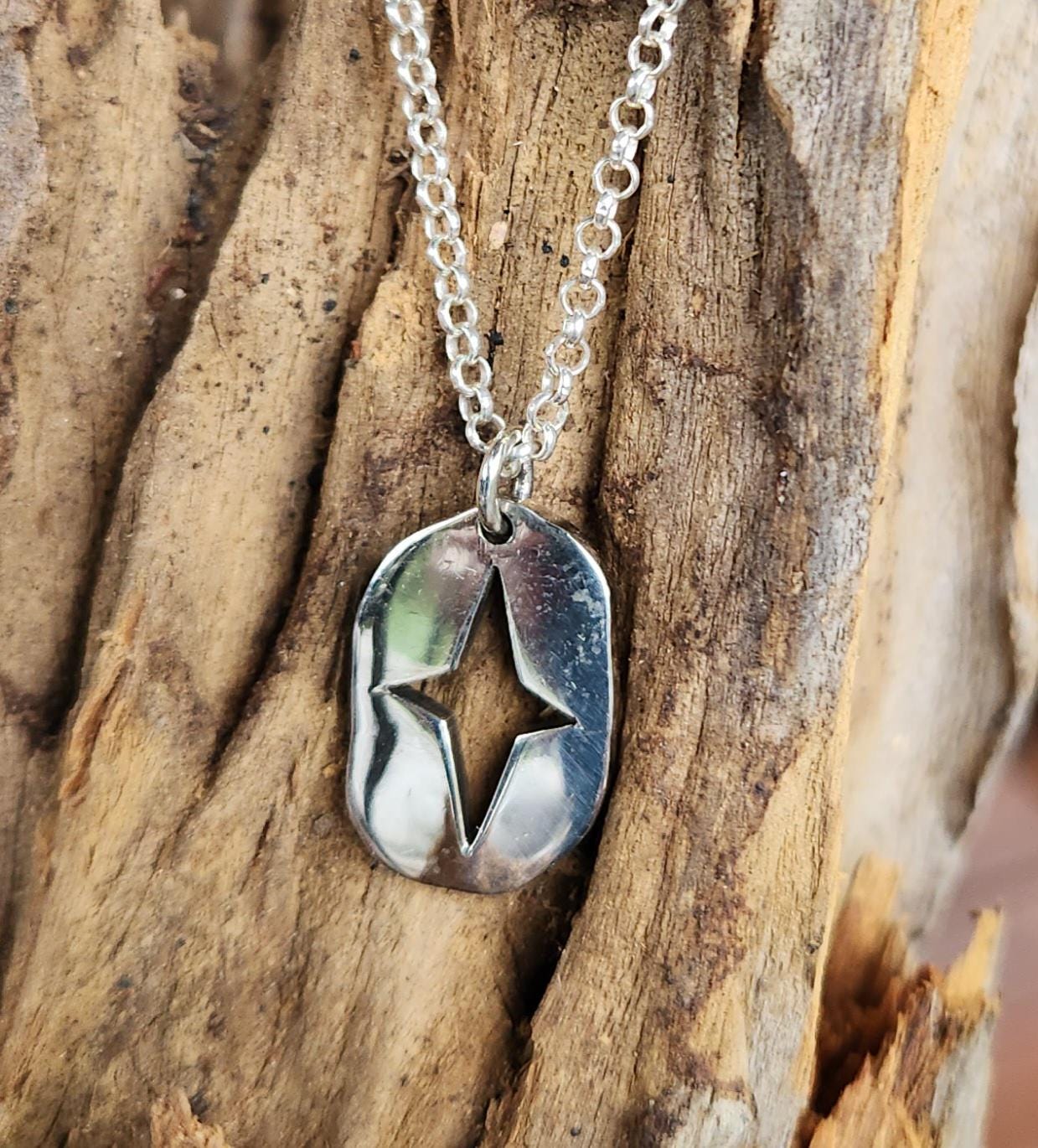 star pendant,sterling silver,moon,crescent jewelry,handmade tags,cut out moon and star,goddess