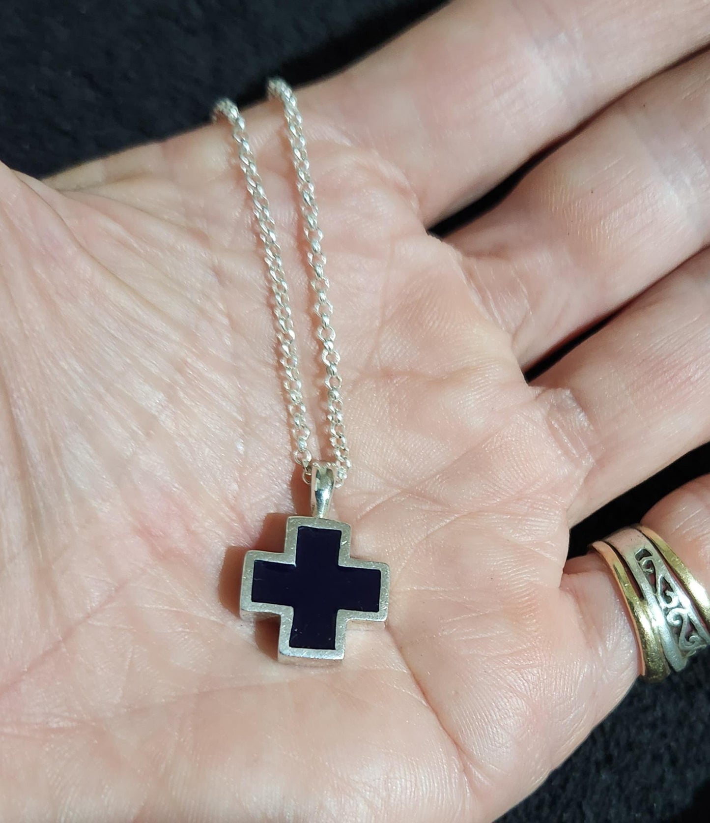 cross pendant,sterling silver,even cross,black,red or blue enamel, Christian,Celtic cross,medieval,religious,pagan,hand made,knights templar