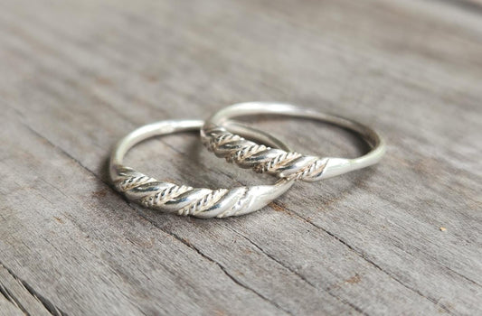 Stacker rings,solid sterling silver,fancy twisted wire,fine silver band, plain and antique stackable,boho,pinkie,woven ring