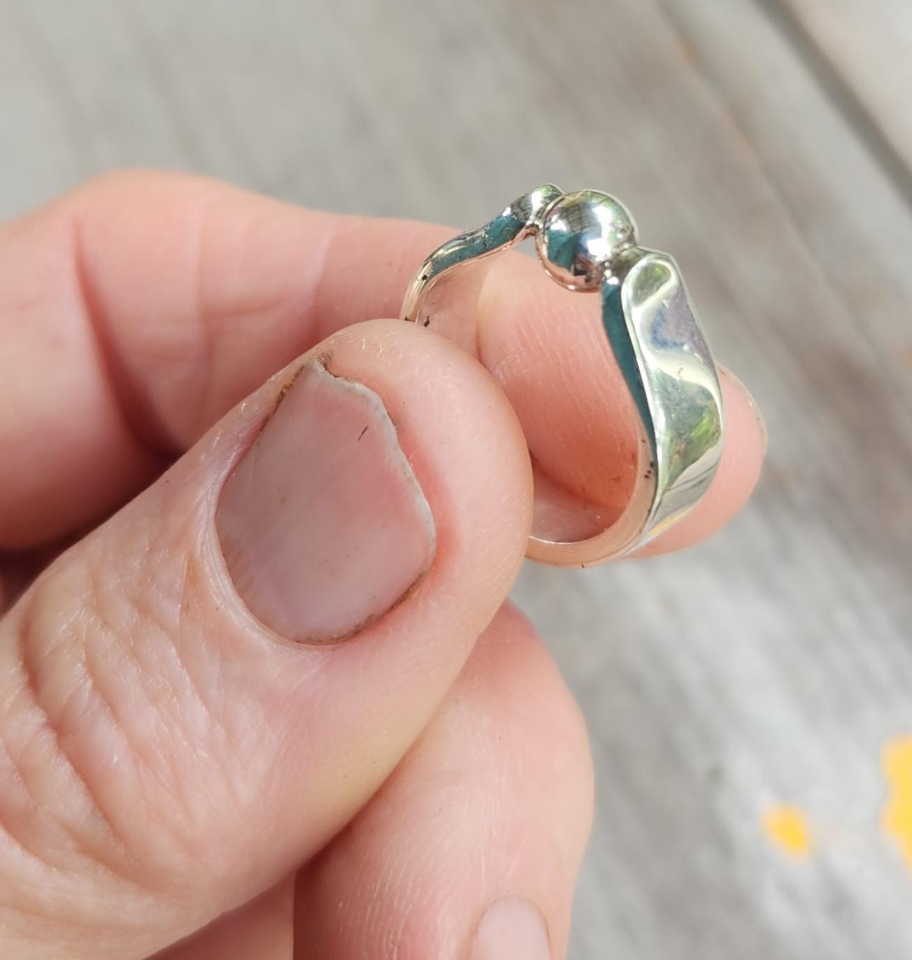 small 925 silver ball ring, pinkie ring,solid sterling silver band,handmade, minamalist, plain silver.