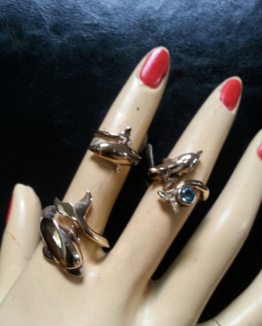 gold dolphin porpous surf wrap around ring