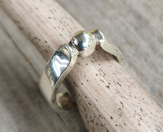 small 925 silver ball ring, pinkie ring,solid sterling silver band,handmade, minamalist, plain silver.