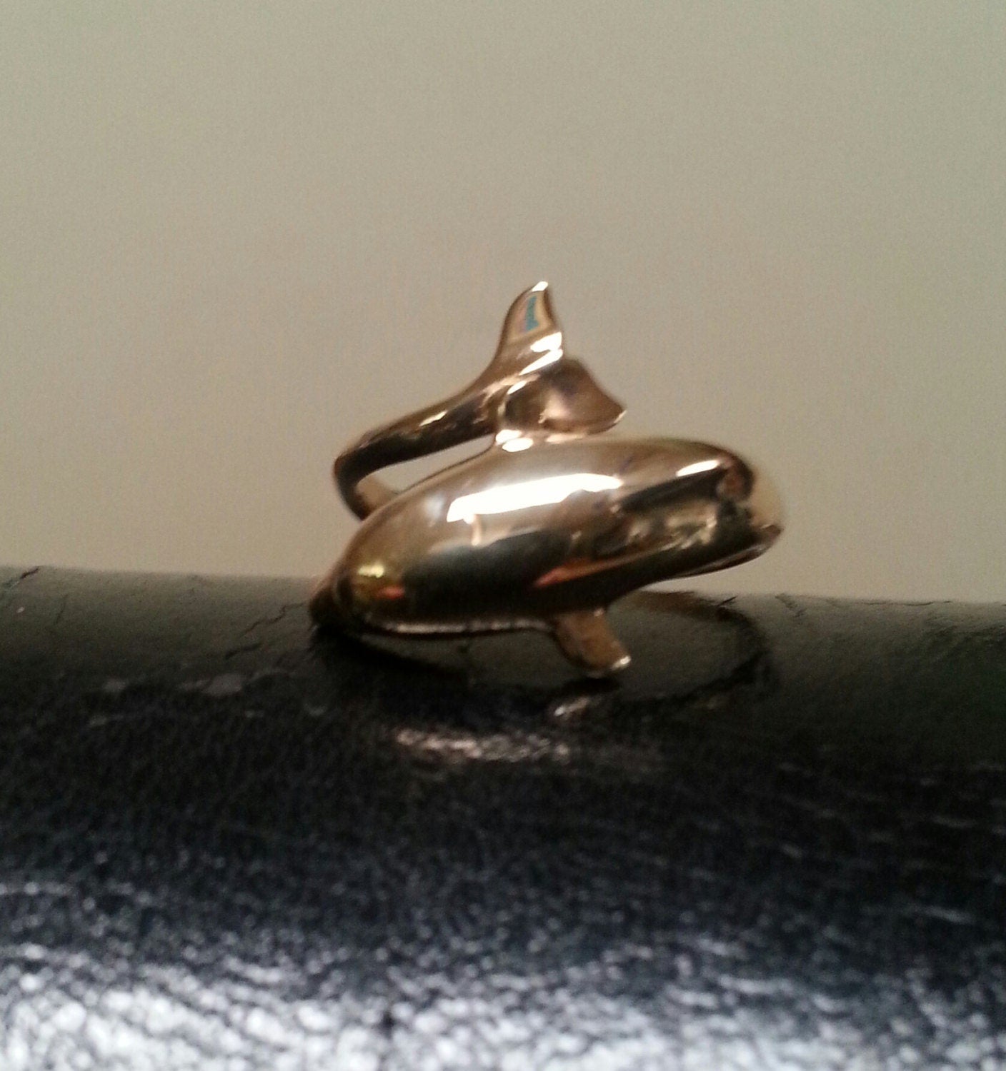 gold dolphin porpous surf wrap around ring