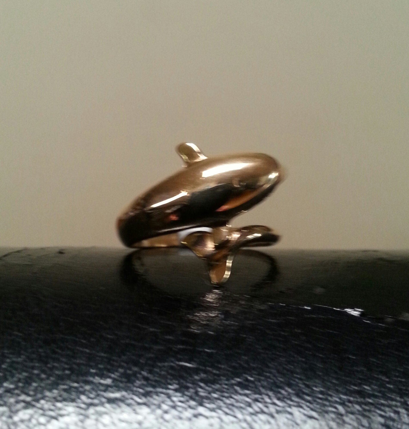 gold dolphin porpous surf wrap around ring