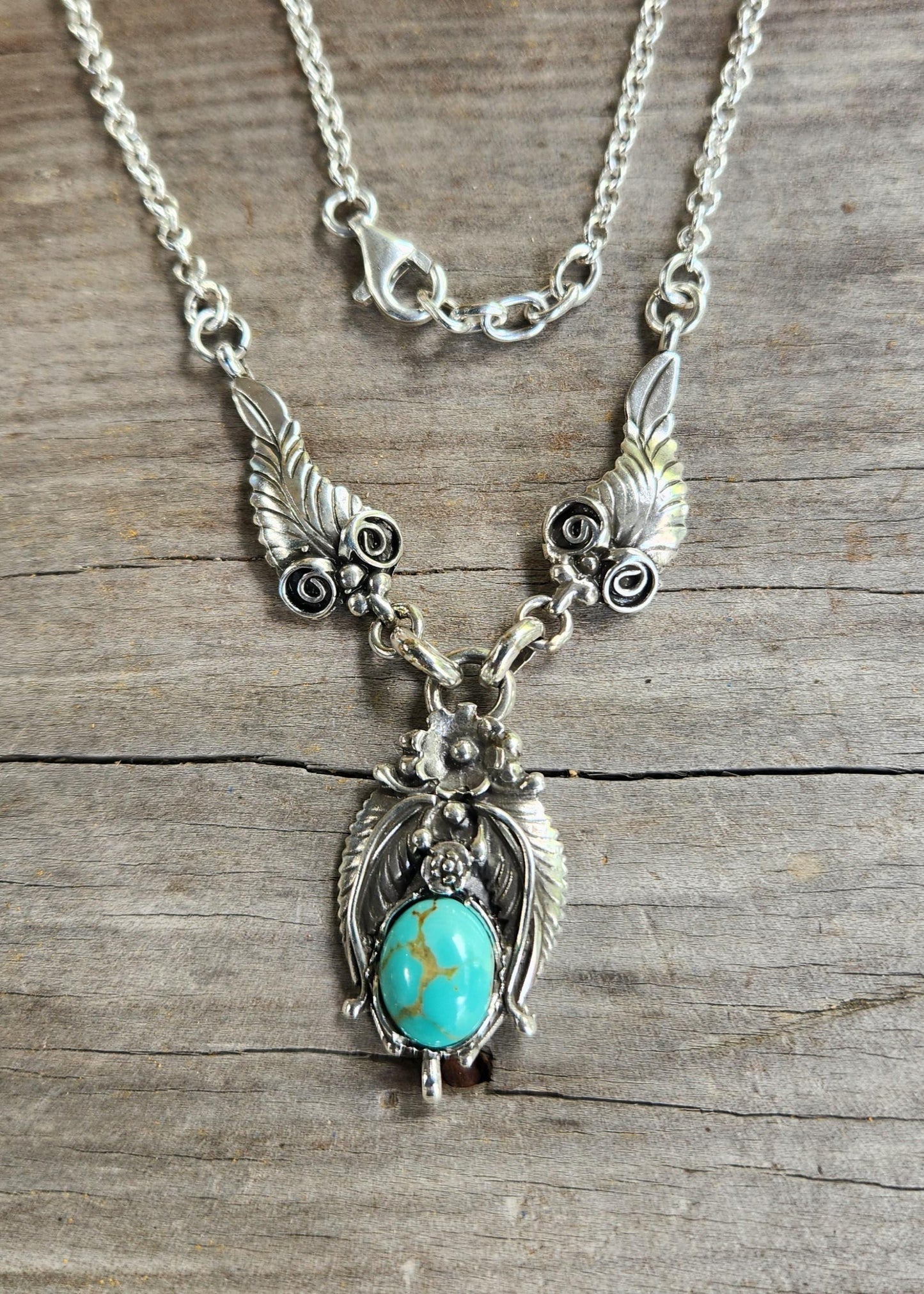 Large Turquoise necklace,925 sterling silver, Navajo Indian inspired,tribal,boho shic,handmade,stone pendant,goddess,gypsy,ethic,hippy