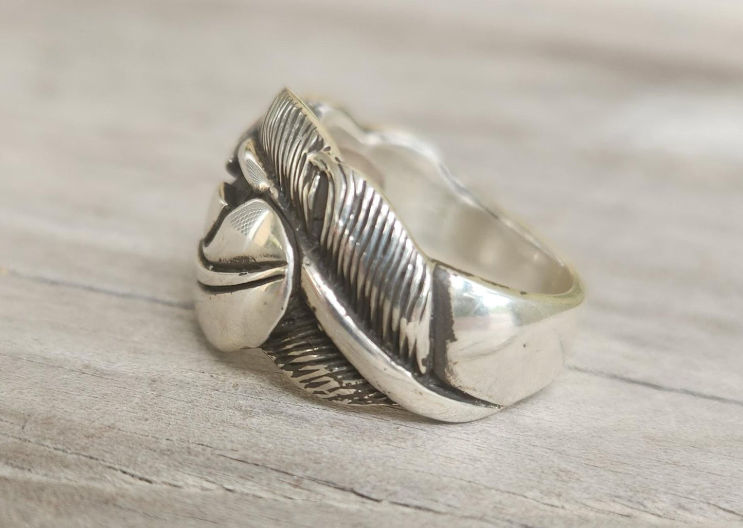 feather ring,925 solid sterling silver, chunky  handmade unisex ring,eagle feather,indian,mans ring boho,shic,gypsy,hippy,unisex,