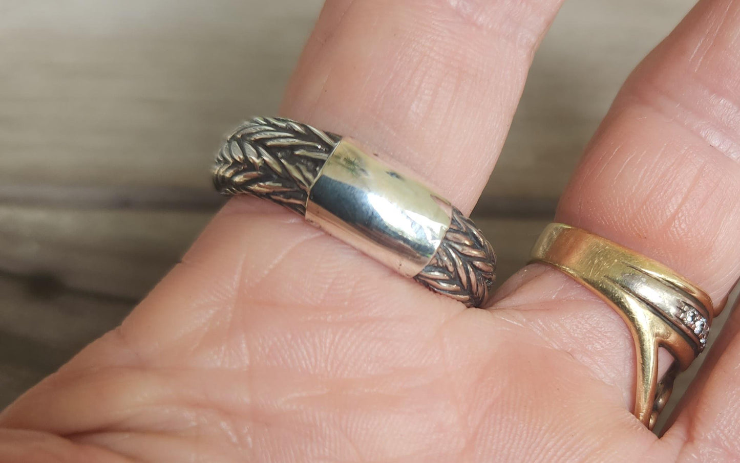 Thick silver ring,925 sterling silver,rounded signet band,rustic,steampunk,industrial Modern,chain,rope   signet, rustic wedding ring