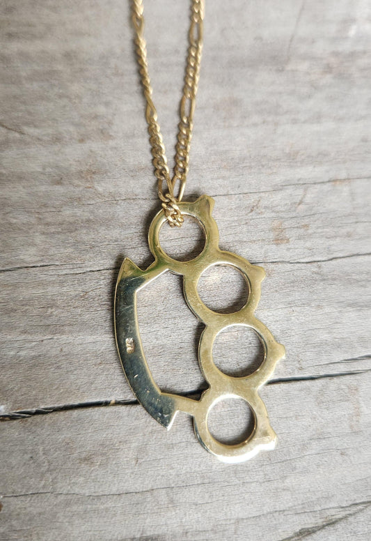 Gold knuckleduster pendant,solid 9k gold, punk,martial arts,gangster,nhang Sikhs,weapon,