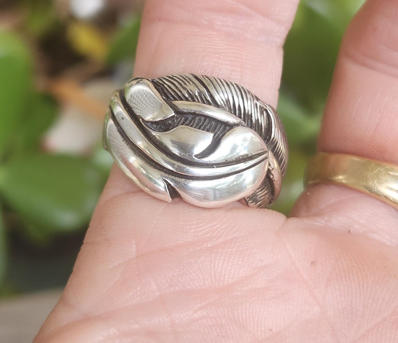 feather ring,925 solid sterling silver, chunky  handmade unisex ring,eagle feather,indian,mans ring boho,shic,gypsy,hippy,unisex,