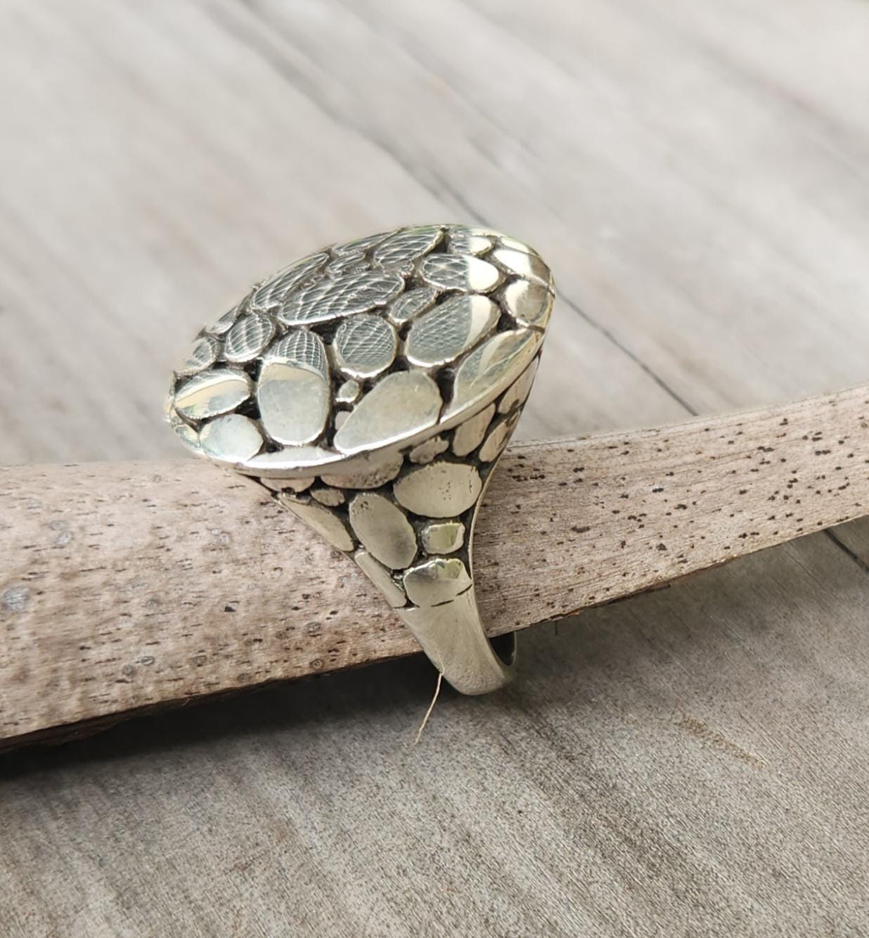 Large round ring,925 sterling silver,discs,domed,boho, stunning,handmade,chunky ring,industrial,goddess,retro,vintage,women's fashion