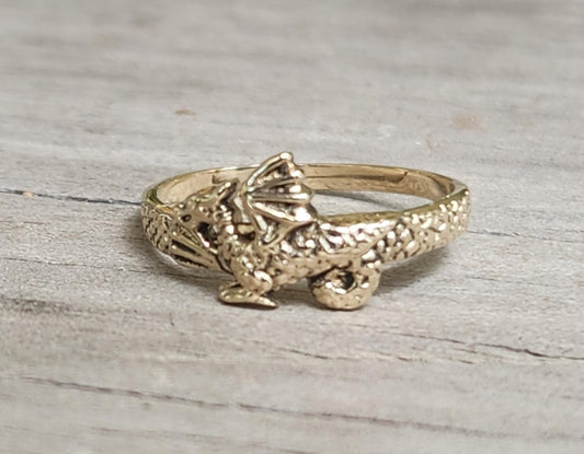 Gold dragon ring,solid 9ct ,9k gold,small dragon ring,yellow or rose gold pinkie ring,gothic,mythical,boho,new age,handmade,mystical,fable,