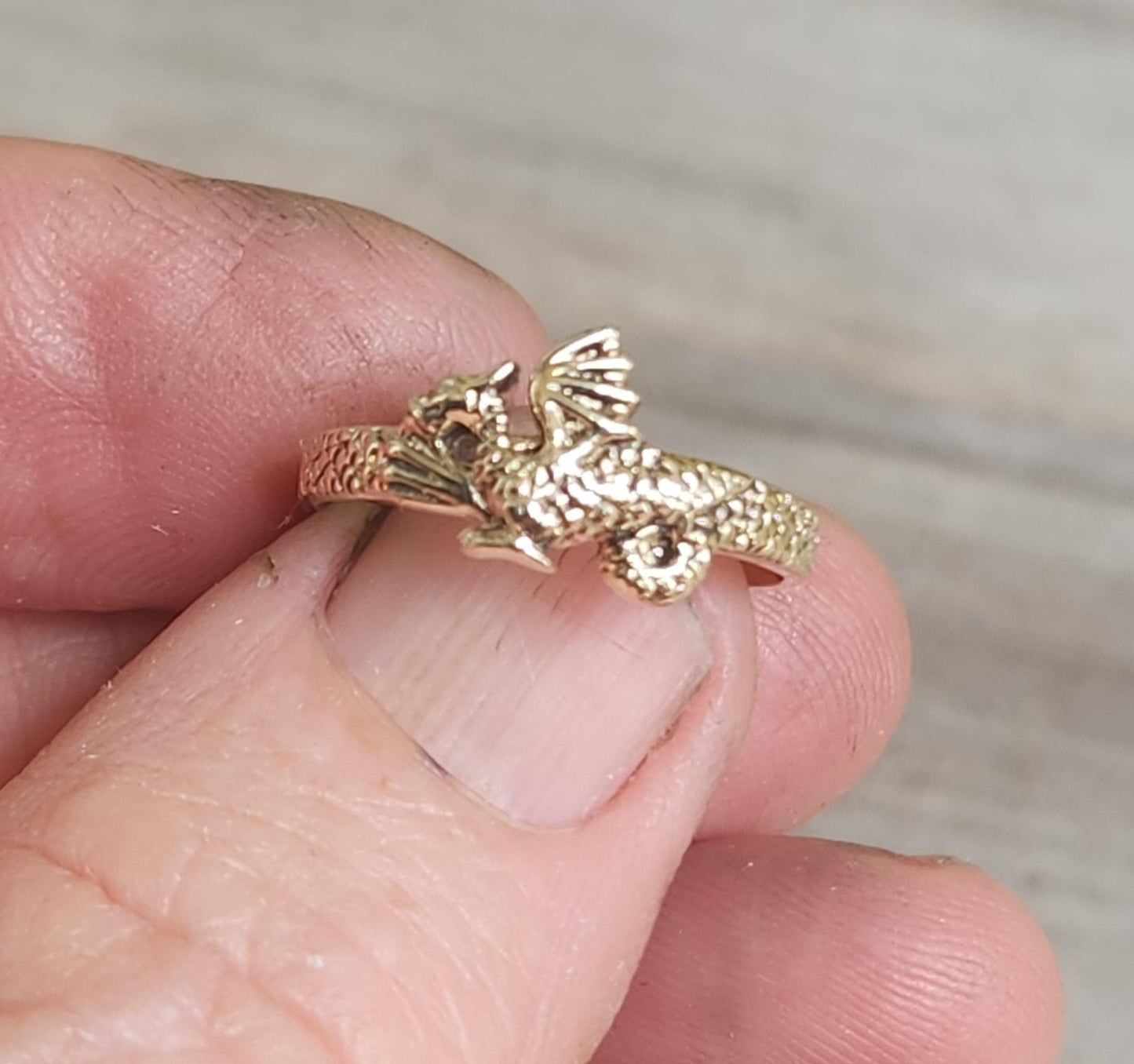 Gold dragon ring,solid 9ct ,9k gold,small dragon ring,yellow or rose gold pinkie ring,gothic,mythical,boho,new age,handmade,mystical,fable,