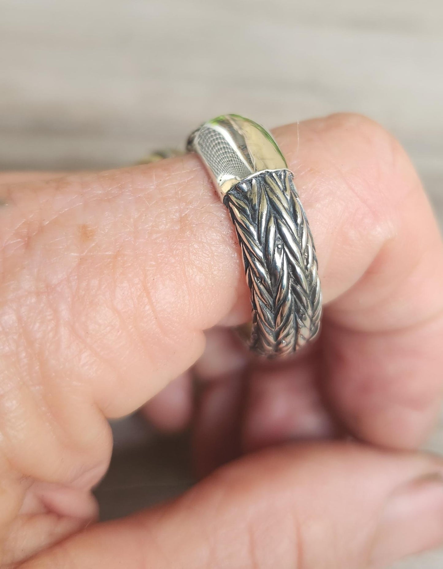 Thick silver ring,925 sterling silver,rounded signet band,rustic,steampunk,industrial Modern,chain,rope   signet, rustic wedding ring