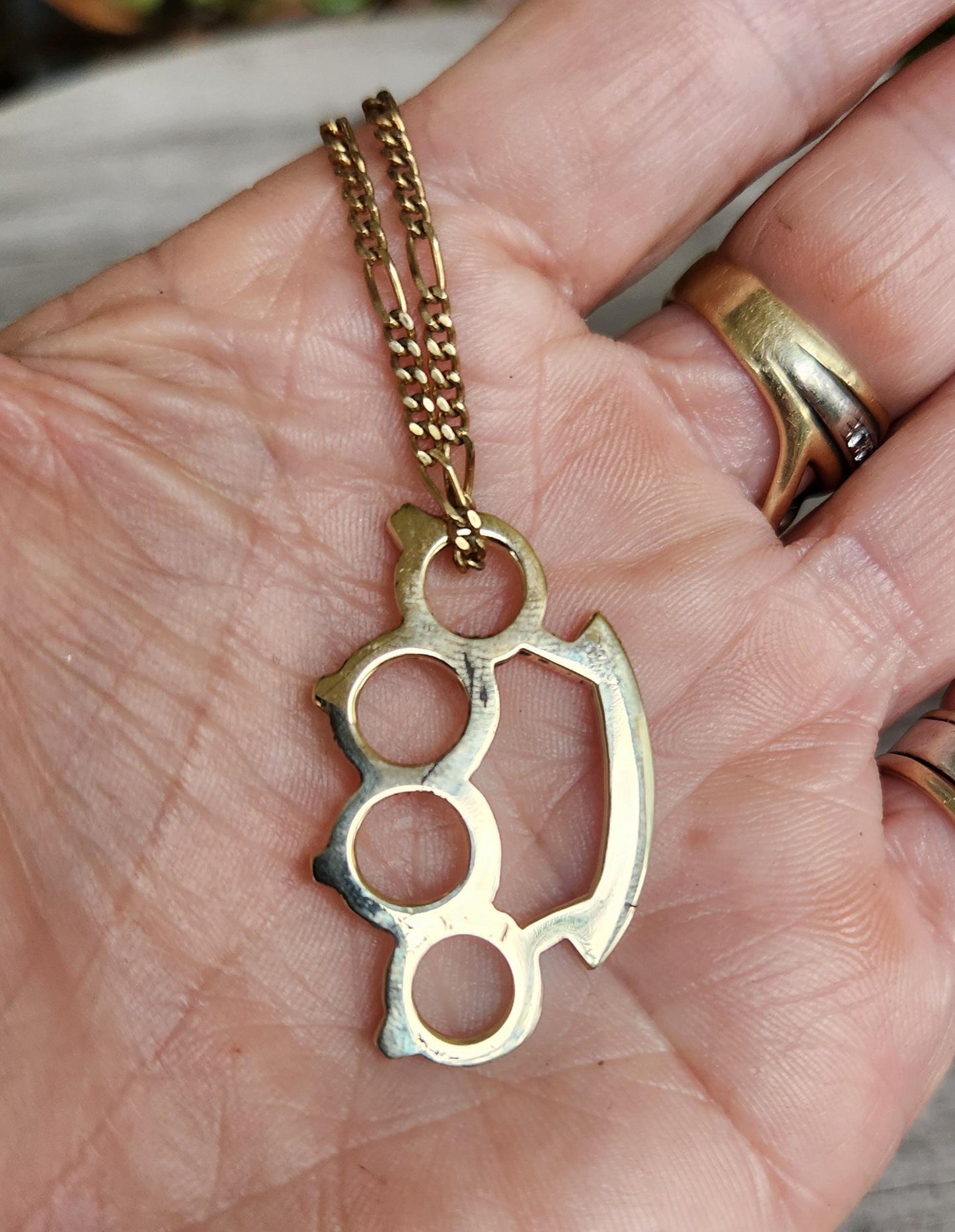 Gold knuckleduster pendant,solid 9k gold, punk,martial arts,gangster,nhang Sikhs,weapon,