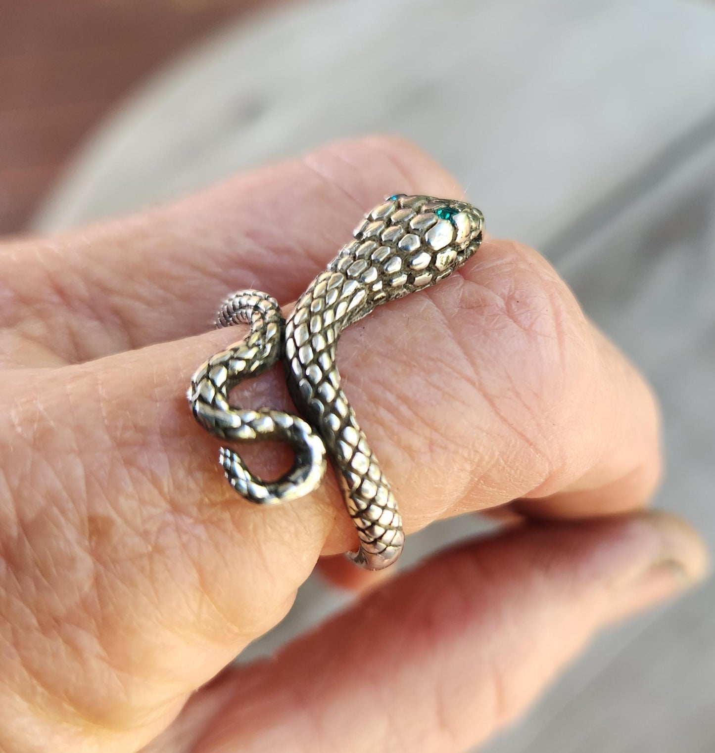 Snake ring,925 sterling silver,wrap around serpant ring,crystal eyes,snake ring,gothic,punk,grunge,thumb ring,handmade,boho,gypsy,