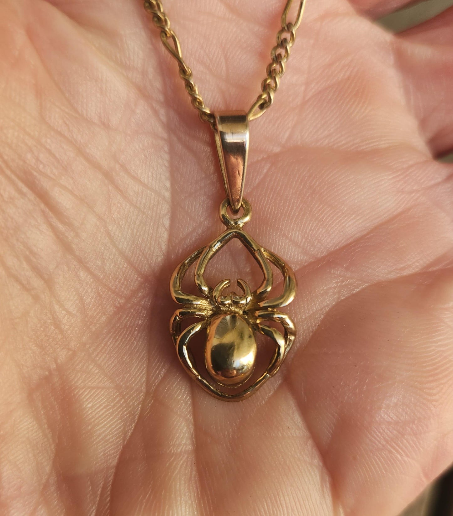 Gold Spider pendant,9k gold,9ct spider charm,real gold,red back,