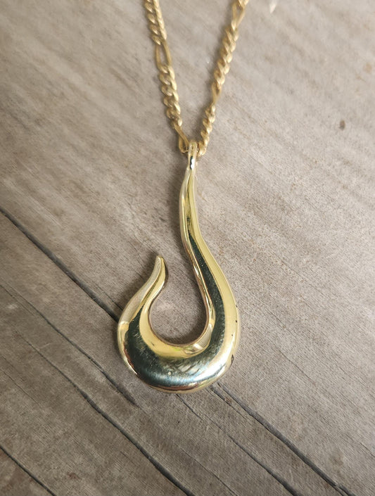 Gold Fishhook pendant,9k solid gold,nautical,maori pendant,tribal,sailor,ship,maritime,hipster,