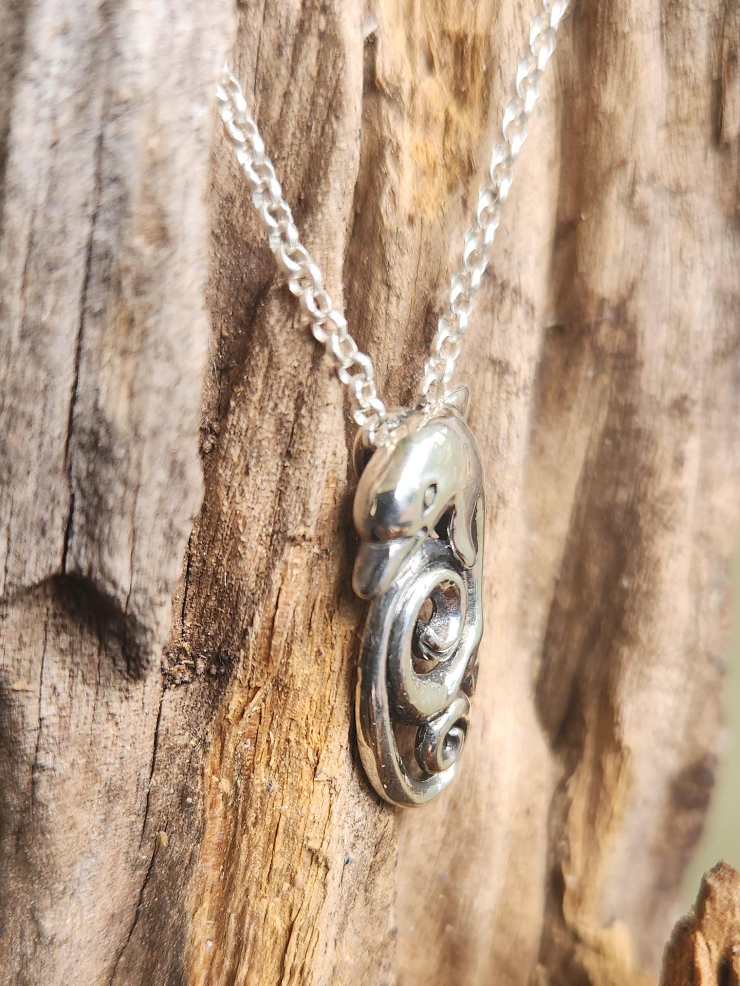 dolphin wave pendant,925 sterling silver,marine,porpous,