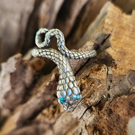 Snake ring,925 sterling silver,wrap around serpant ring,crystal eyes,snake ring,gothic,punk,grunge,thumb ring,handmade,boho,gypsy,