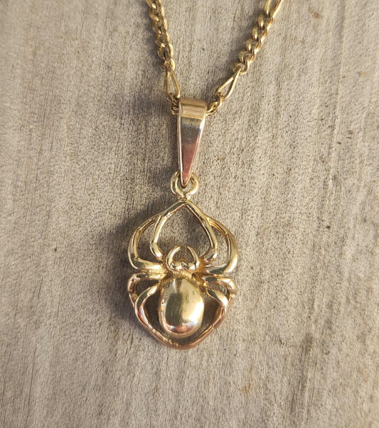 Gold Spider pendant,9k gold,9ct spider charm,real gold,red back,