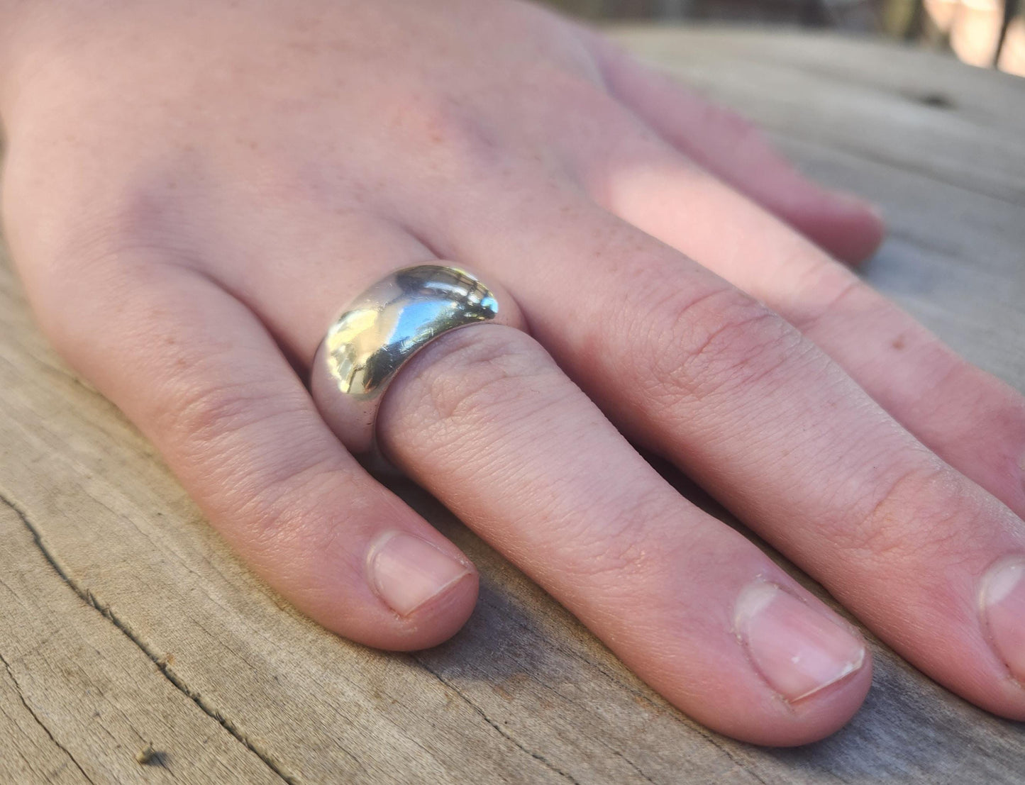 Wide heavy silver ring,925 sterling silver solid band,12 mm chunky rustic band,plain band,handmade,wedding ring,half rounded,boho,wide silver ring,