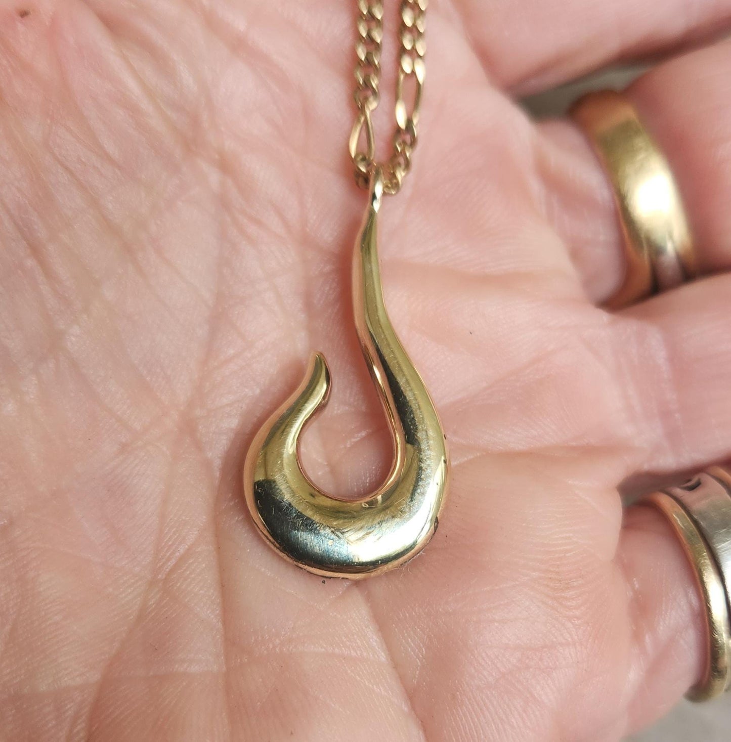 Gold Fishhook pendant,9k solid gold,nautical,maori pendant,tribal,sailor,ship,maritime,hipster,