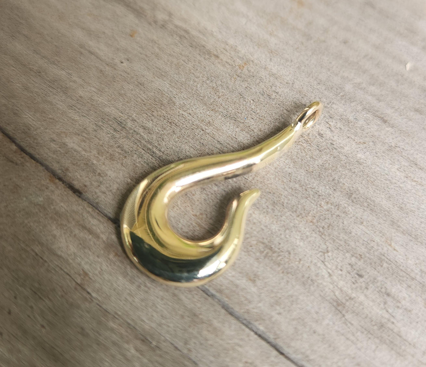 Gold Fishhook pendant,9k solid gold,nautical,maori pendant,tribal,sailor,ship,maritime,hipster,