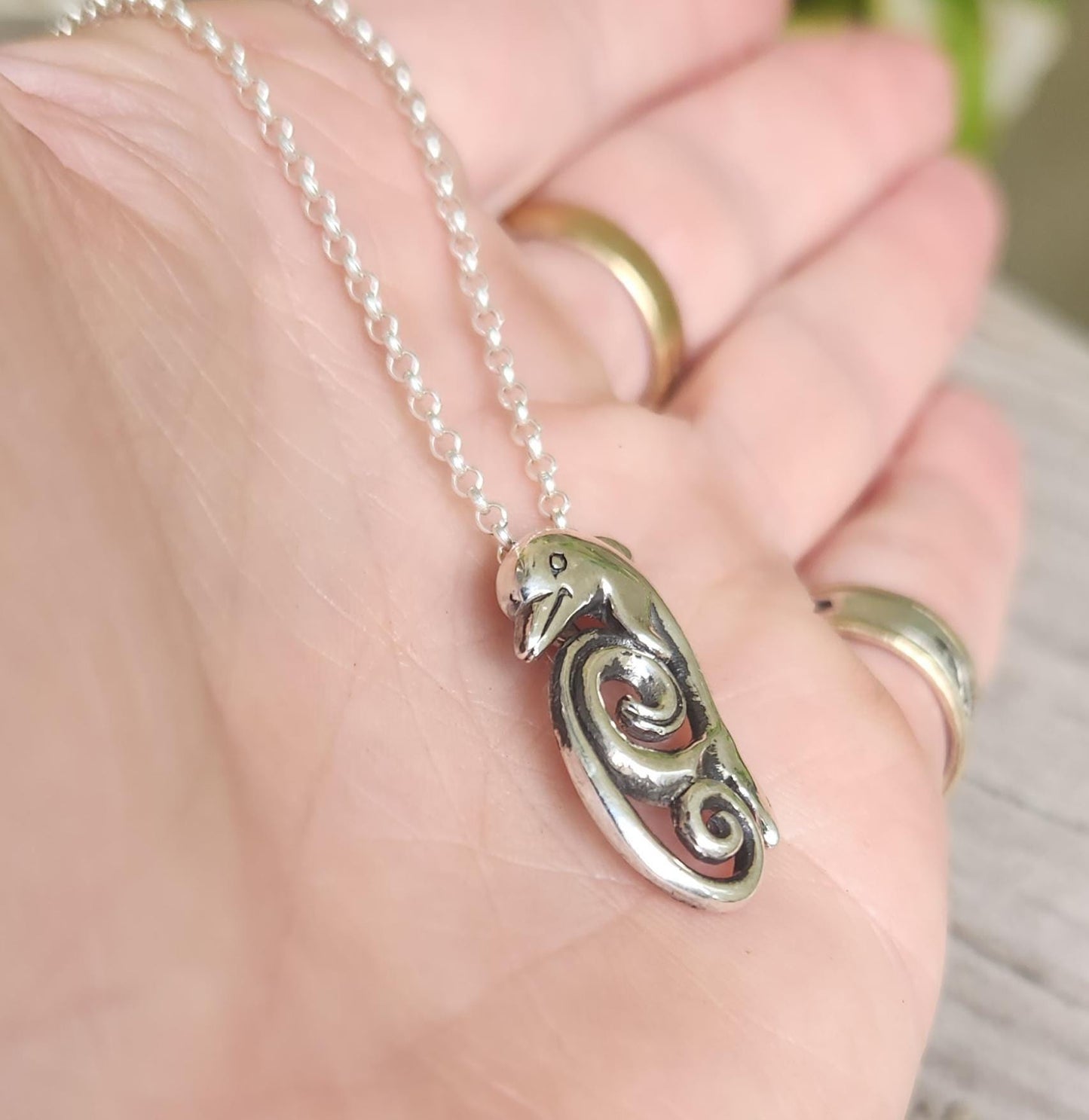 dolphin wave pendant,925 sterling silver,marine,porpous,