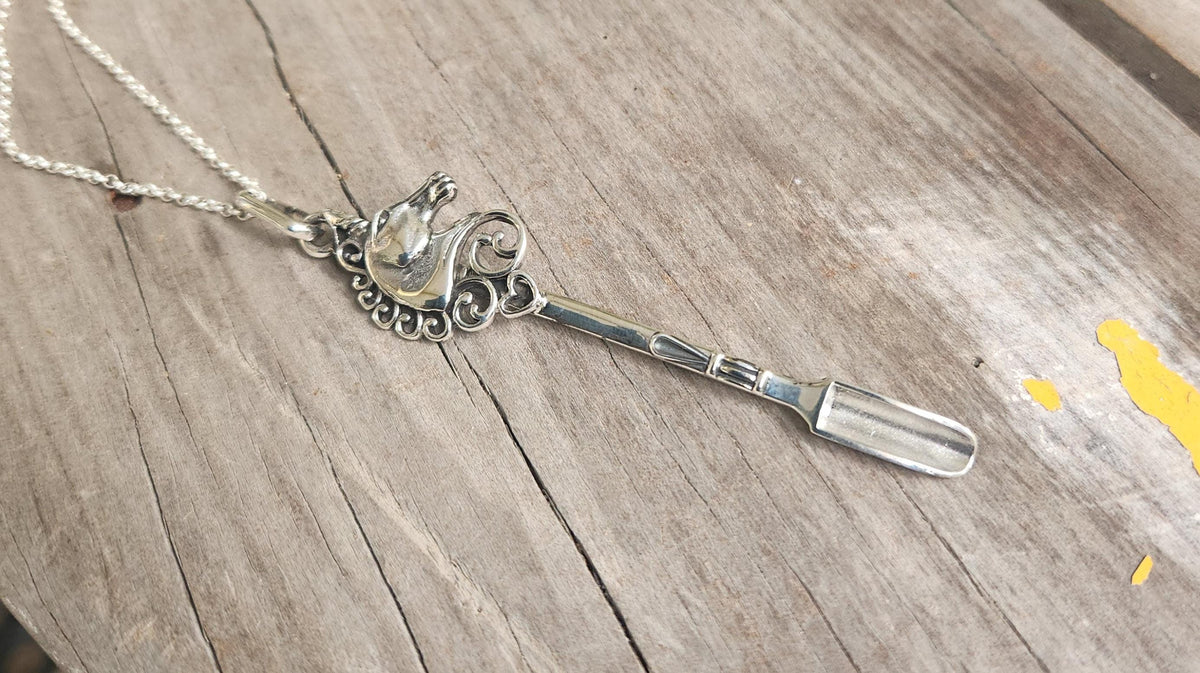 Unicorn spoon pendant,925 sterling silver,Hopi,mapacho  key ring,solid silver,small spice spoon,handmade  unique, collectors,