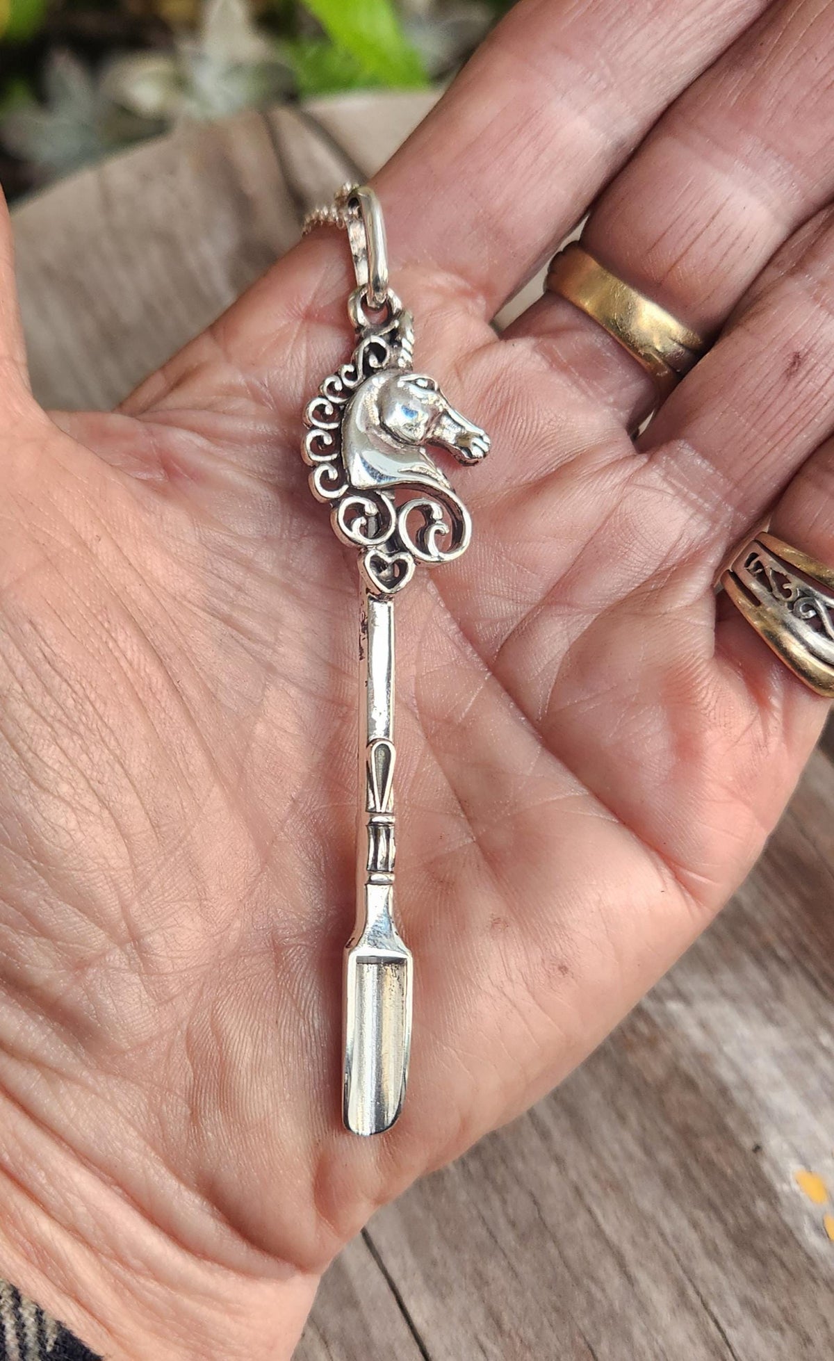 Unicorn spoon pendant,925 sterling silver,Hopi,mapacho  key ring,solid silver,small spice spoon,handmade  unique, collectors,