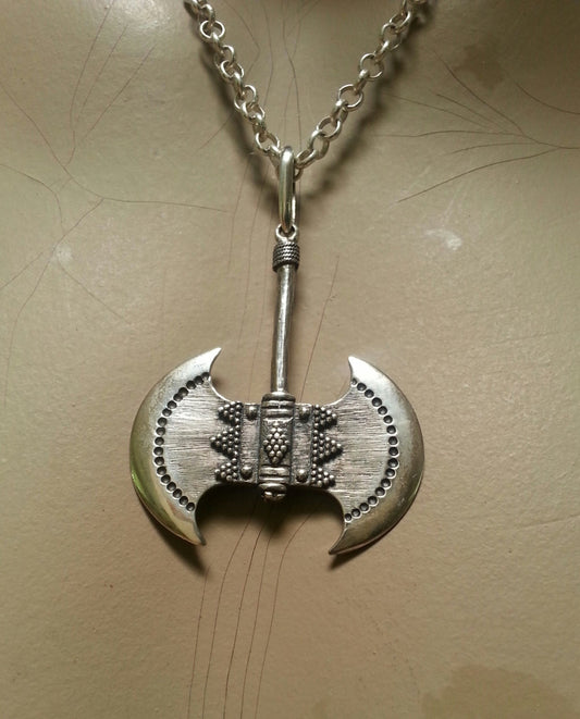 Axe,Vikings,odins warrior,double axe, sterling silver, pendant, steampunk, rockabilly, biker, gothic, punk,battle axe,tribal,medieval,weapon