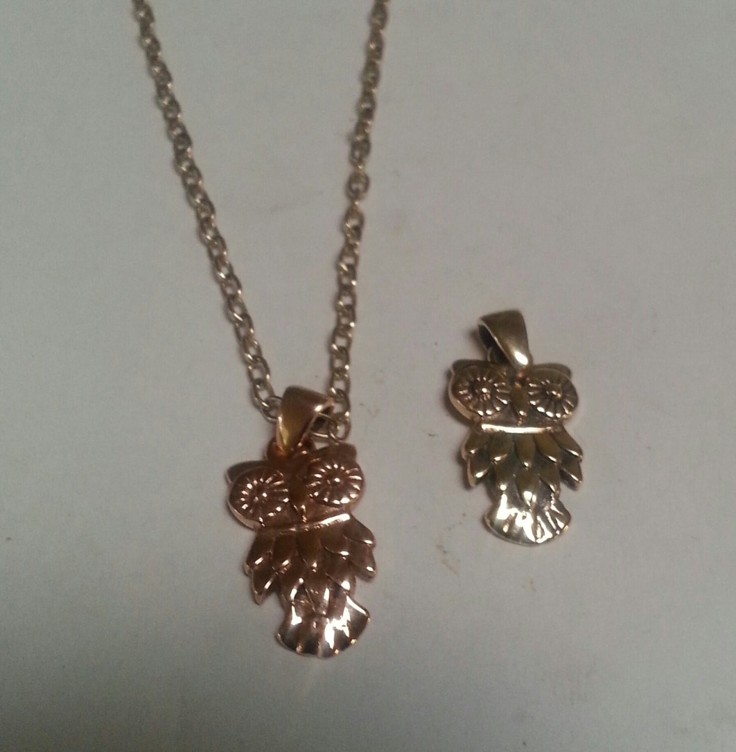 gold owl pendant,9k rose gold,charm, bird pendant,  alternative,boho, gypsy0