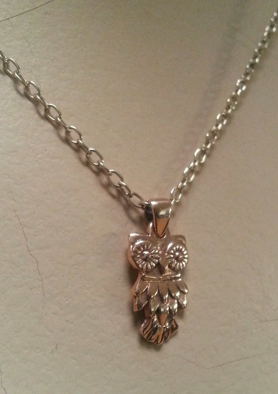 gold owl pendant,9k rose gold,charm, bird pendant,  alternative,boho, gypsy0