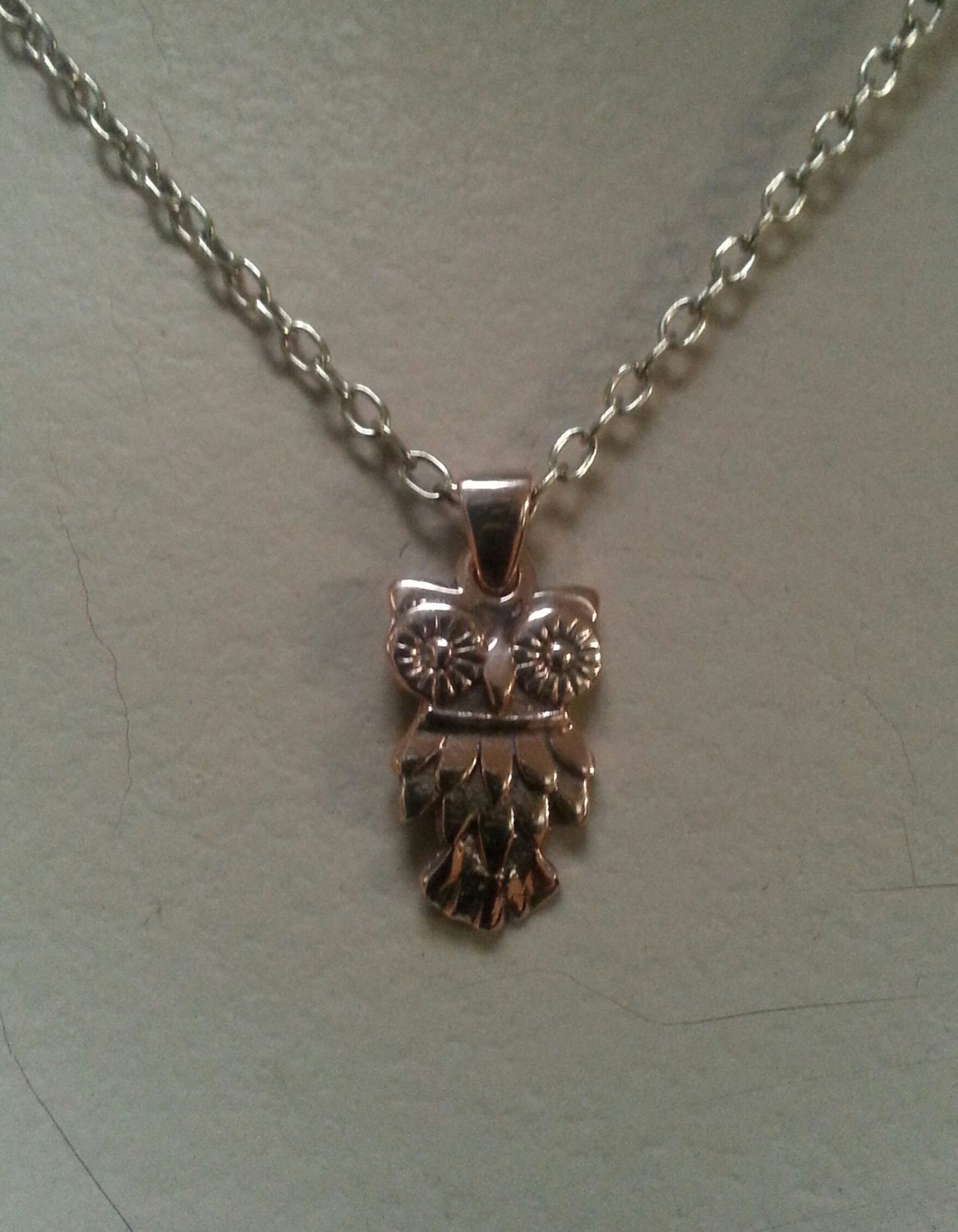 gold owl pendant,9k rose gold,charm, bird pendant,  alternative,boho, gypsy0