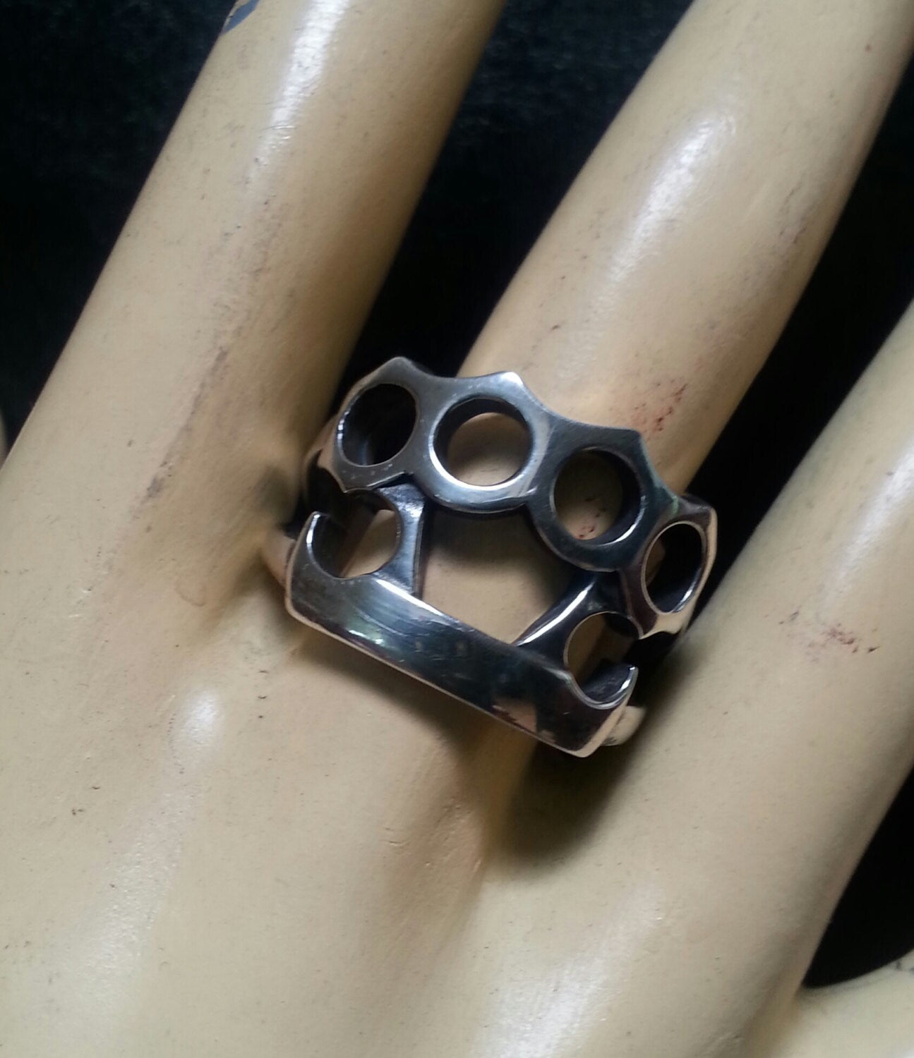 knuckle duster,gangster ring, sterling silver punk, martial art, gang,blink,hipster,biker,handmade