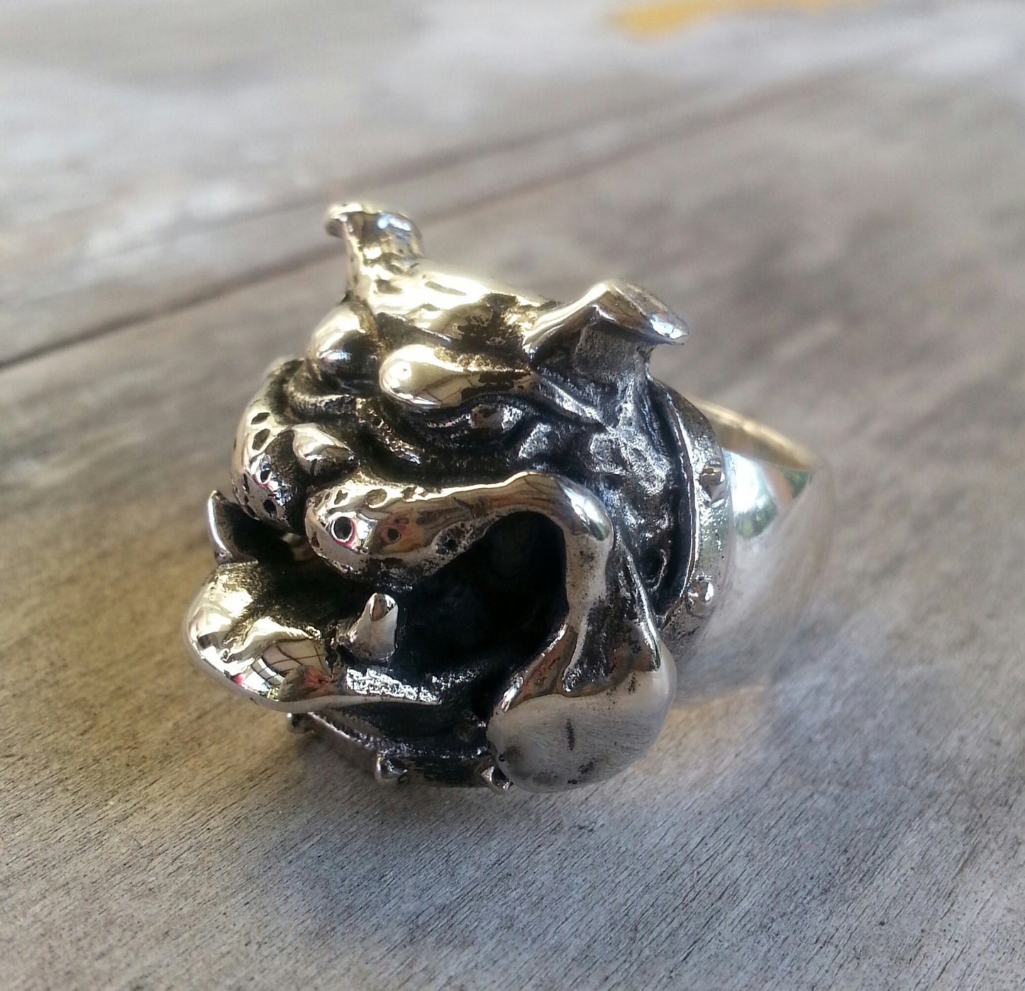 bull dog ring,925 sterling silver pitbull,bull mastiff ring,solid silver,dog ring,chunky ring,animal ring,rustic,vintage