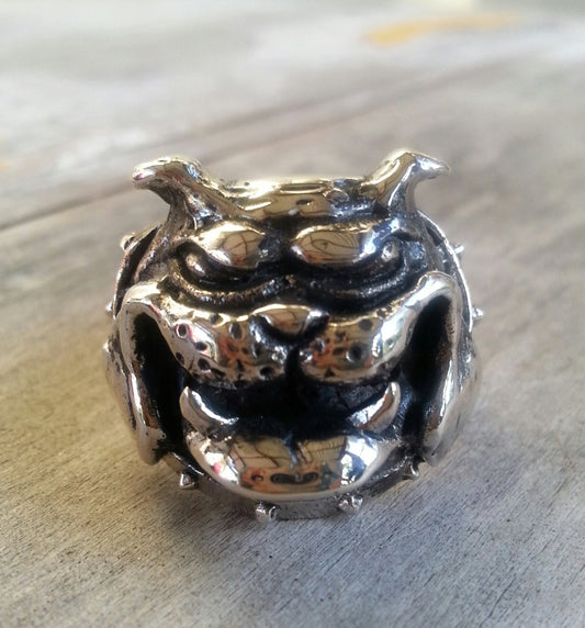 bull dog ring,925 sterling silver pitbull,bull mastiff ring,solid silver,dog ring,chunky ring,animal ring,rustic,vintage