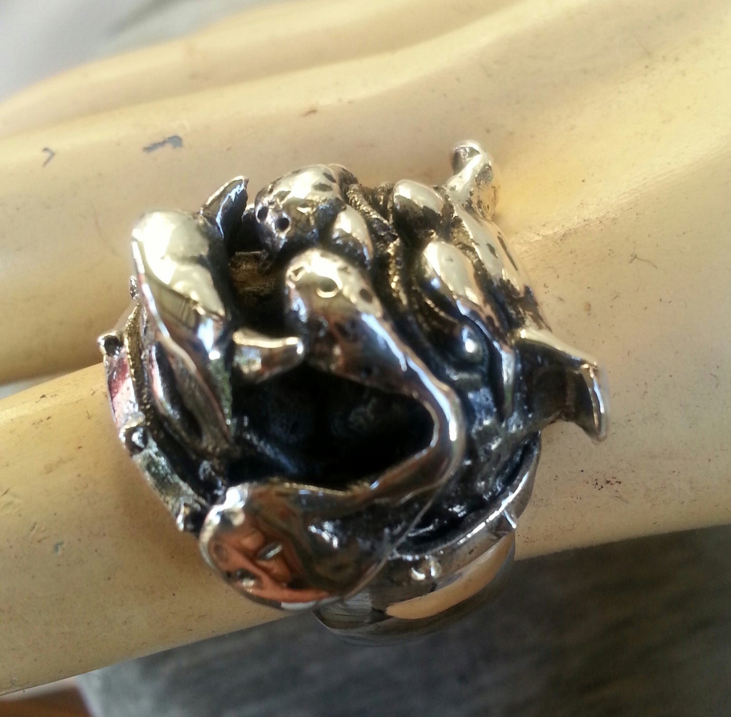 bull dog ring,925 sterling silver pitbull,bull mastiff ring,solid silver,dog ring,chunky ring,animal ring,rustic,vintage
