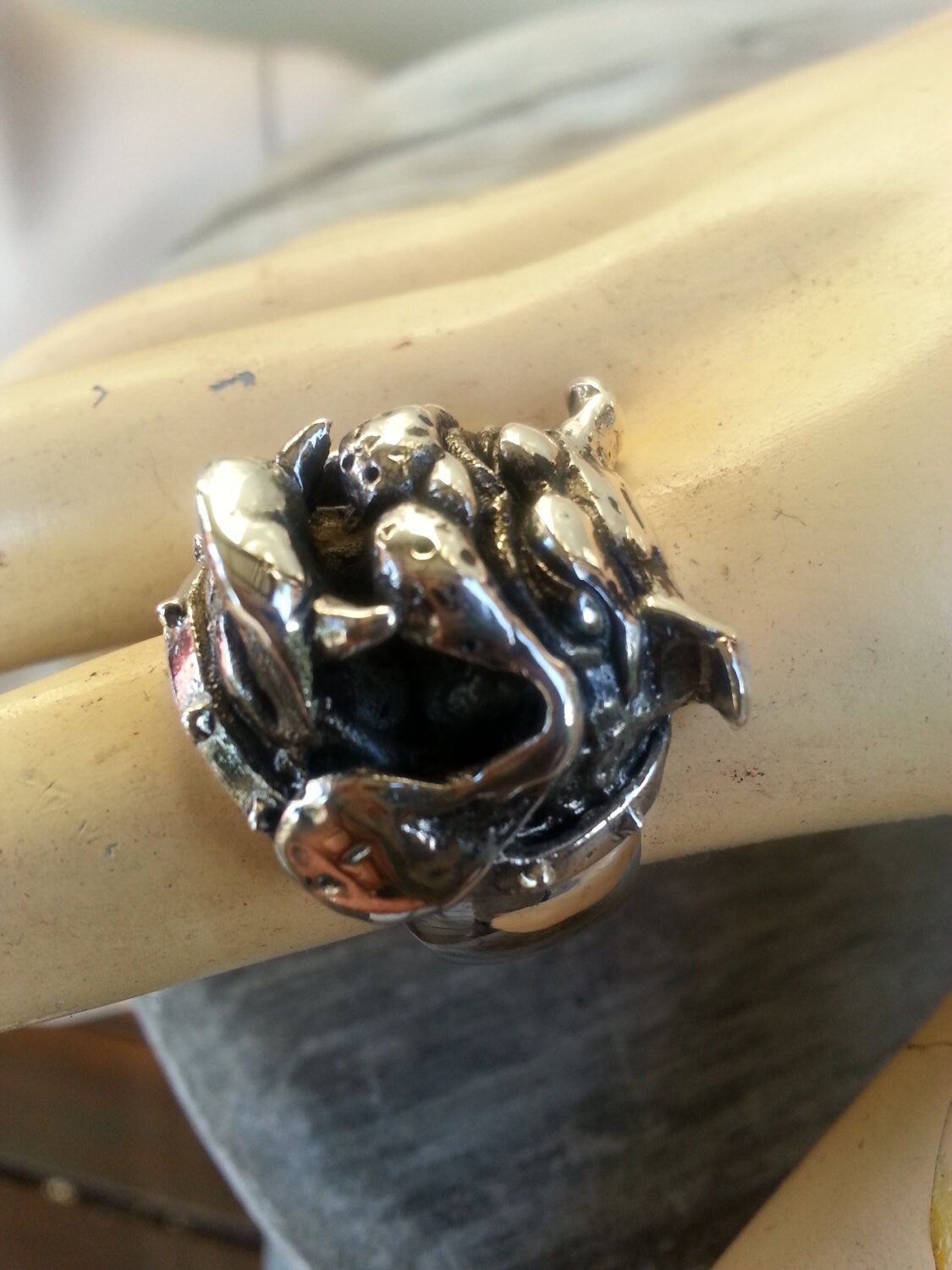 bull dog ring,925 sterling silver pitbull,bull mastiff ring,solid silver,dog ring,chunky ring,animal ring,rustic,vintage