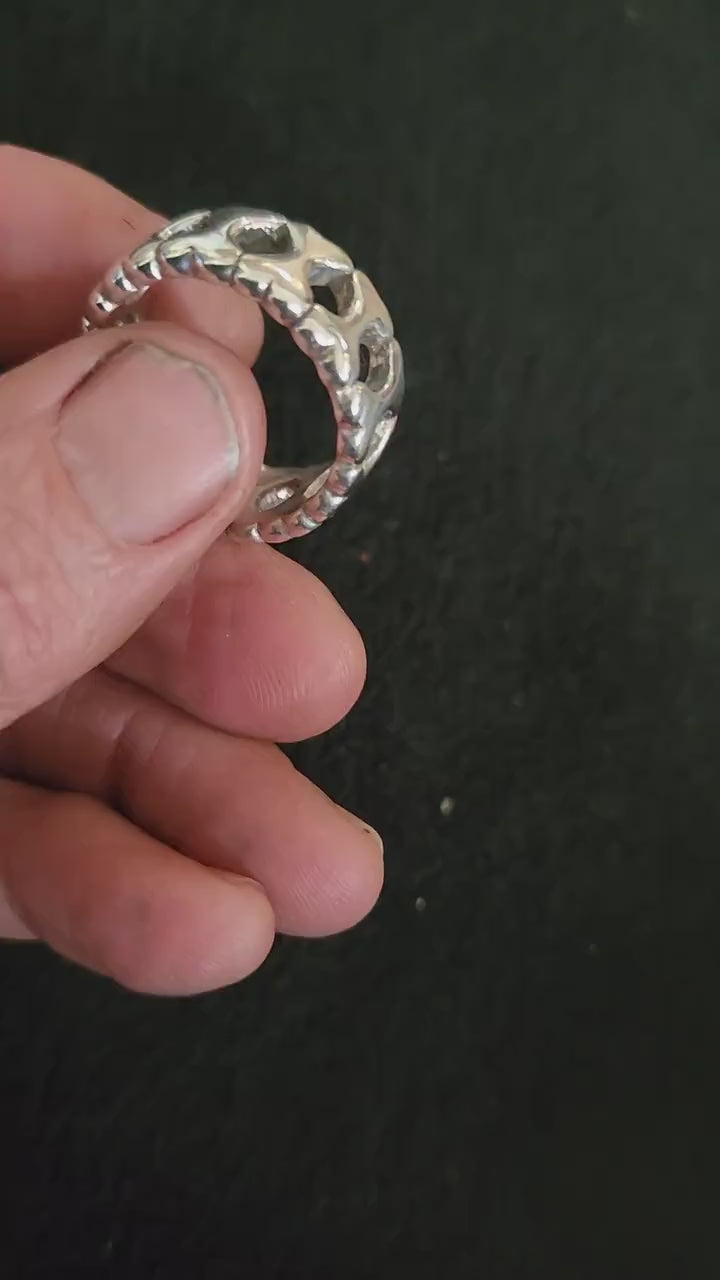 Silver band,bones,solid sterling silver,unisex ring,vivienne w. inspired,