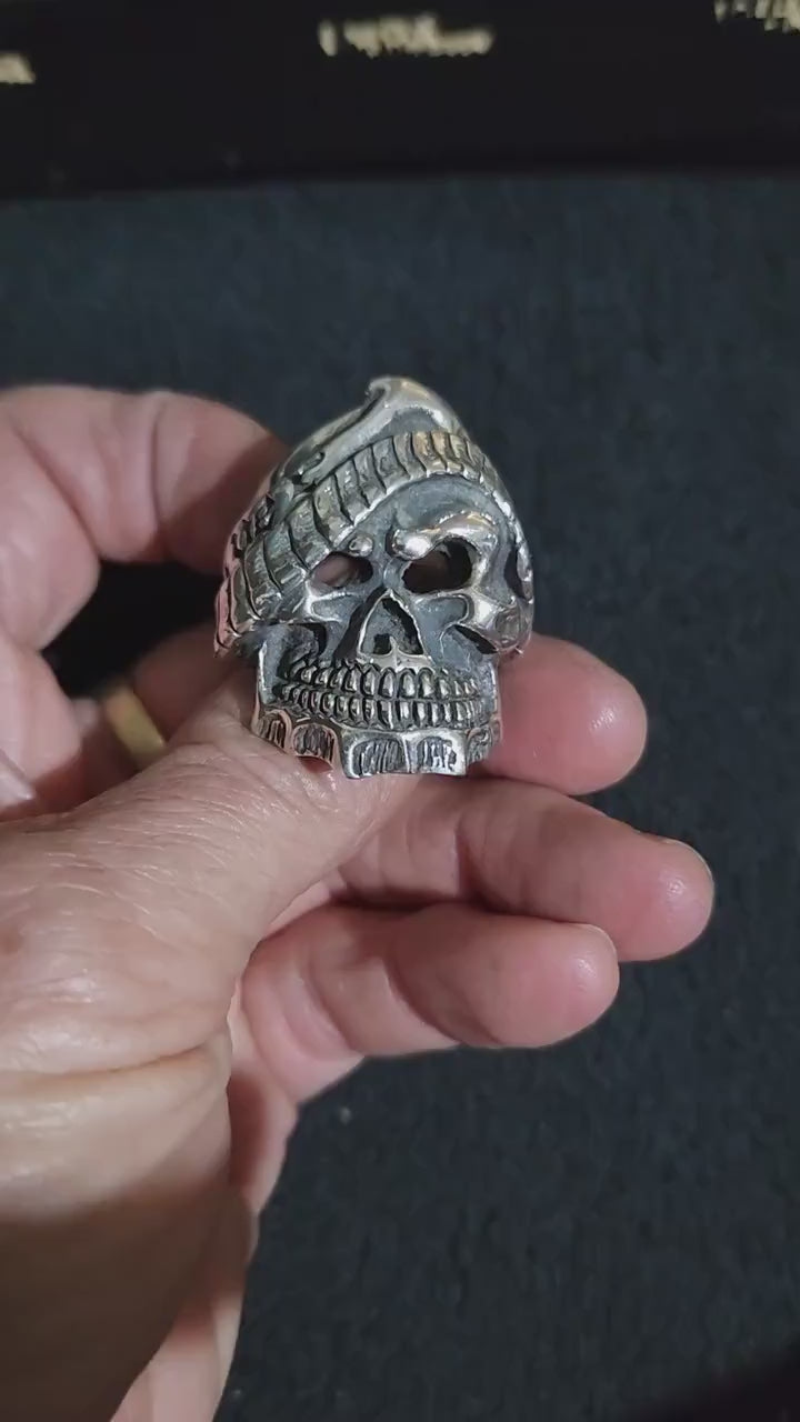 Large Skull ring,sterling silver,bandit,bandido,steampunk,gothic,punk,biker,handmade,hipster,pirate,medievil,mens fashion,