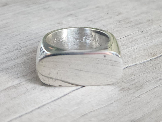 Large rectangle signet ring,925 solid sterling silver.chunky wide  heavy,heavy oval top ring
