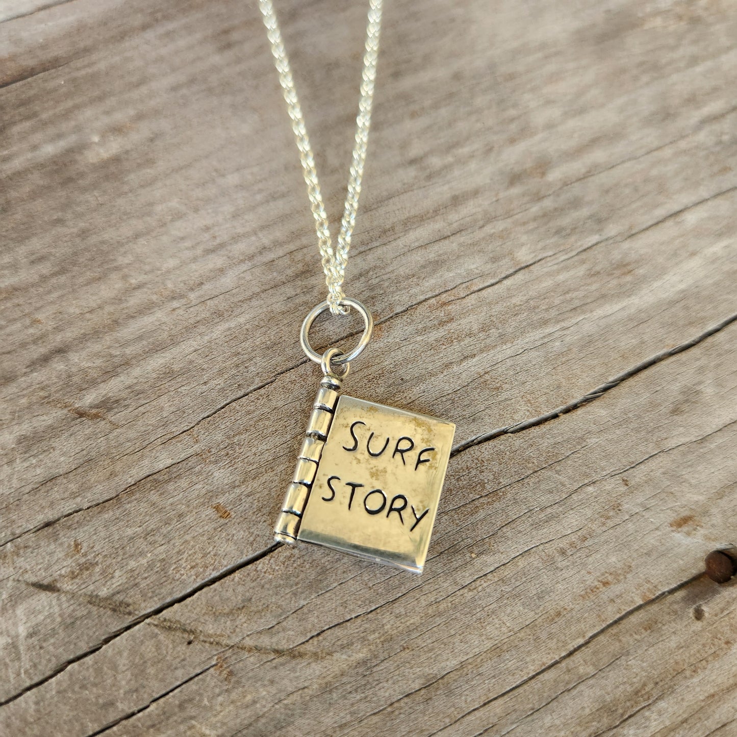 Wave surf story pendant,925 sterling silver,moveable surf book,marine medallion,fishing,dolphin, surfer,sea, diver,snorkelling pendant,sailor, wave,surfer,surf,beach jewelry,handmade,