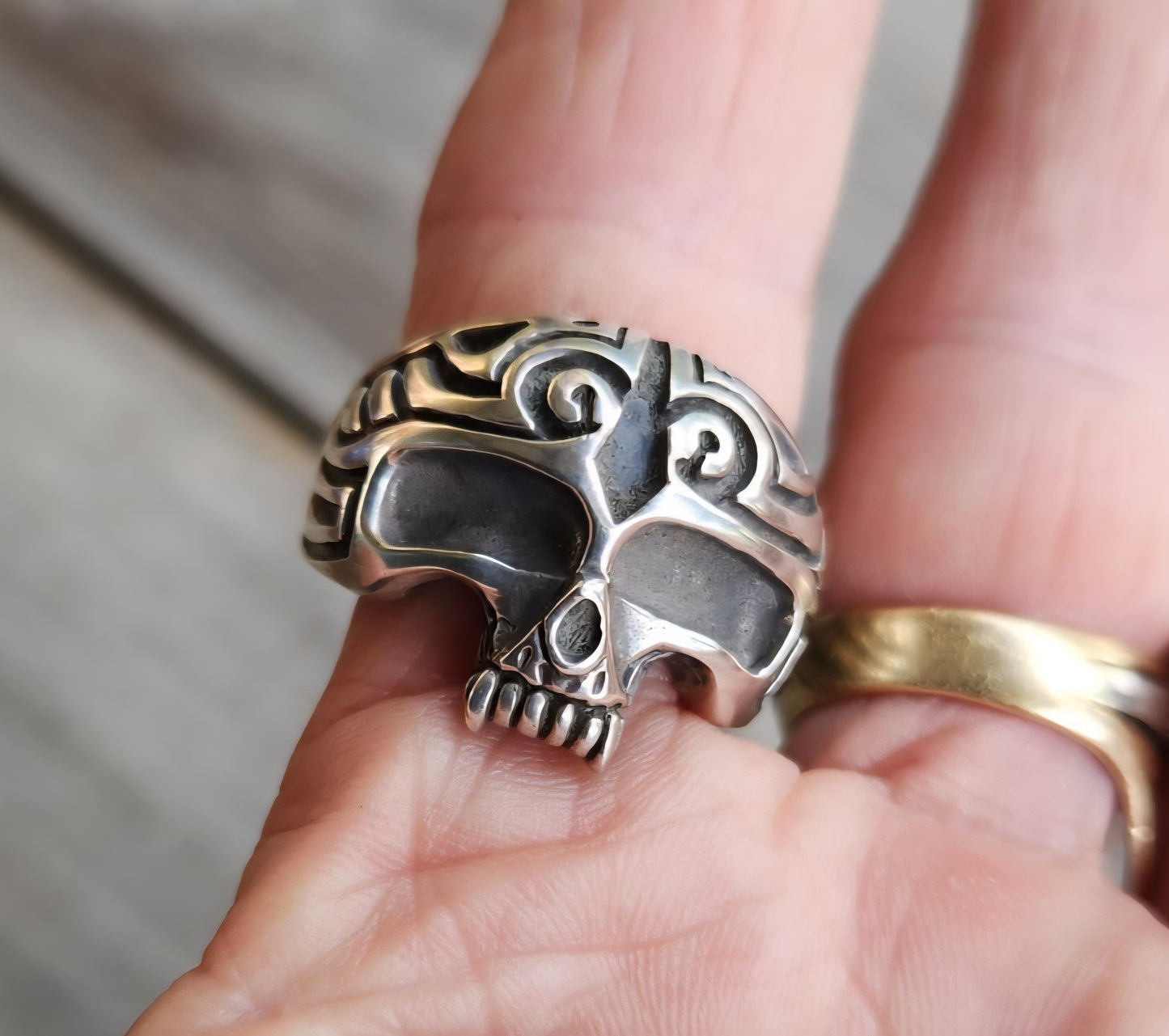 skull ring,925 sterling silver,tribal skull steampunk gothic punk, pirate,handmade,Celtic,skeleton,