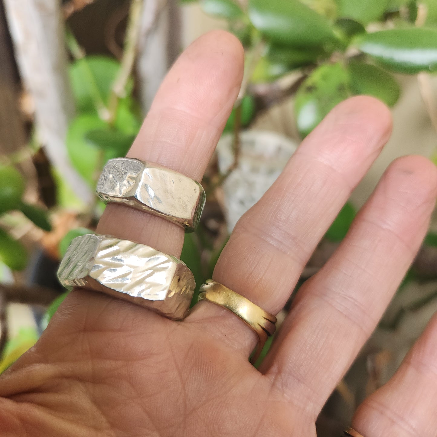 Hexagonal hammered band,solid 26gms sterling silver,rustic handmade ring,unisex  wedding ring,heavy band,industrial,