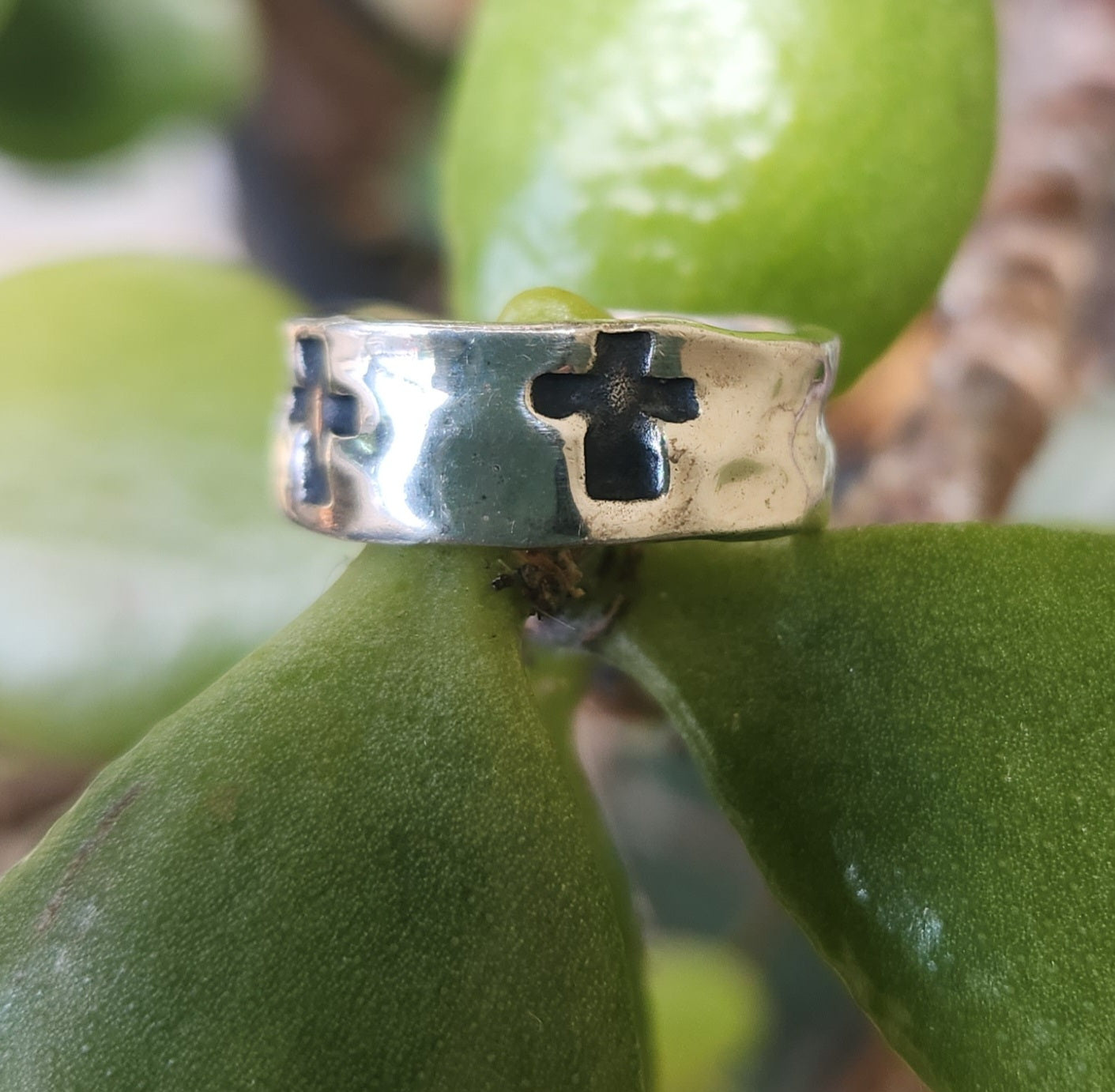 Cross ring,hammered sterling silver,handmade, nugget,rustic, steampunk,industrial band,wedding, dress ring