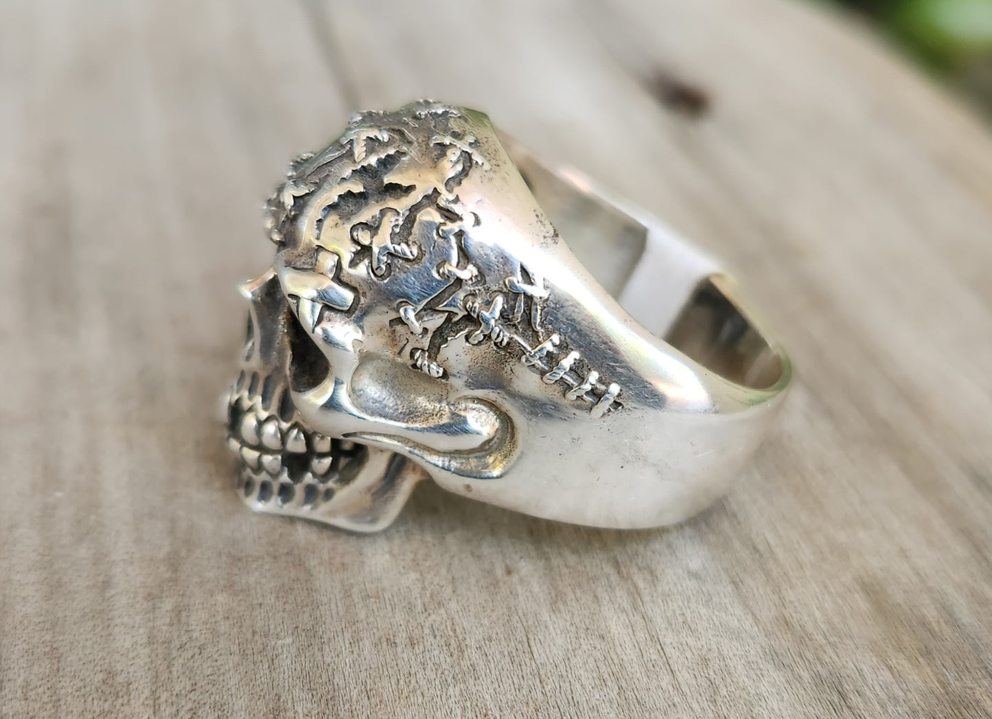 Large sad skull,925 sterling silver,day of the dead, skull,steampunk,gothic, punk,large skull ,long silver ring,handmade,